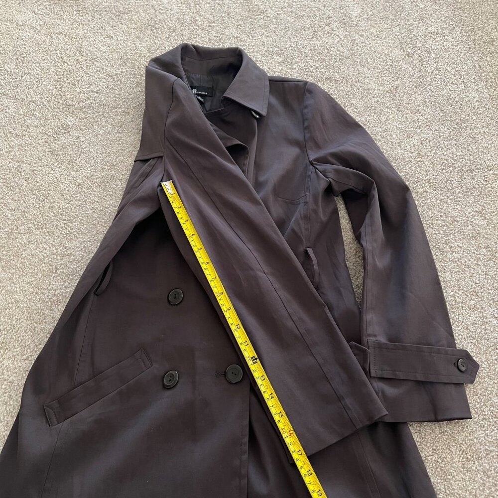 AB Studio Chic Minimalist Double Breasted Dark Gray Belted Overcoat Size 6 NWOT - Picture 10 of 11